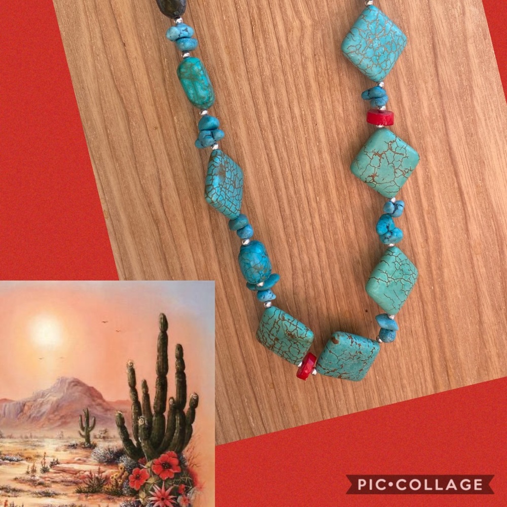 Turquoise Howlite Necklace Handcrafted
